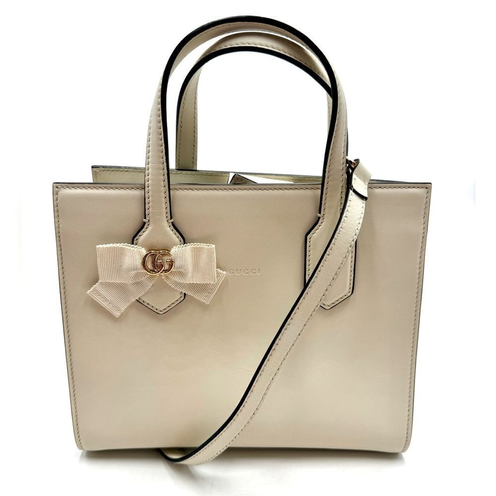 Auth Gucci Small Marmot Limited Edition Cream Leather 2way Tote Bag Preloved Ex+